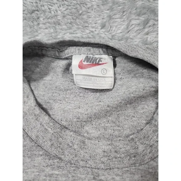 VINTAGE Nike Shirt Grey‎ Large Single Stitch Center Swoosh Made In USA - Picture 3 of 5